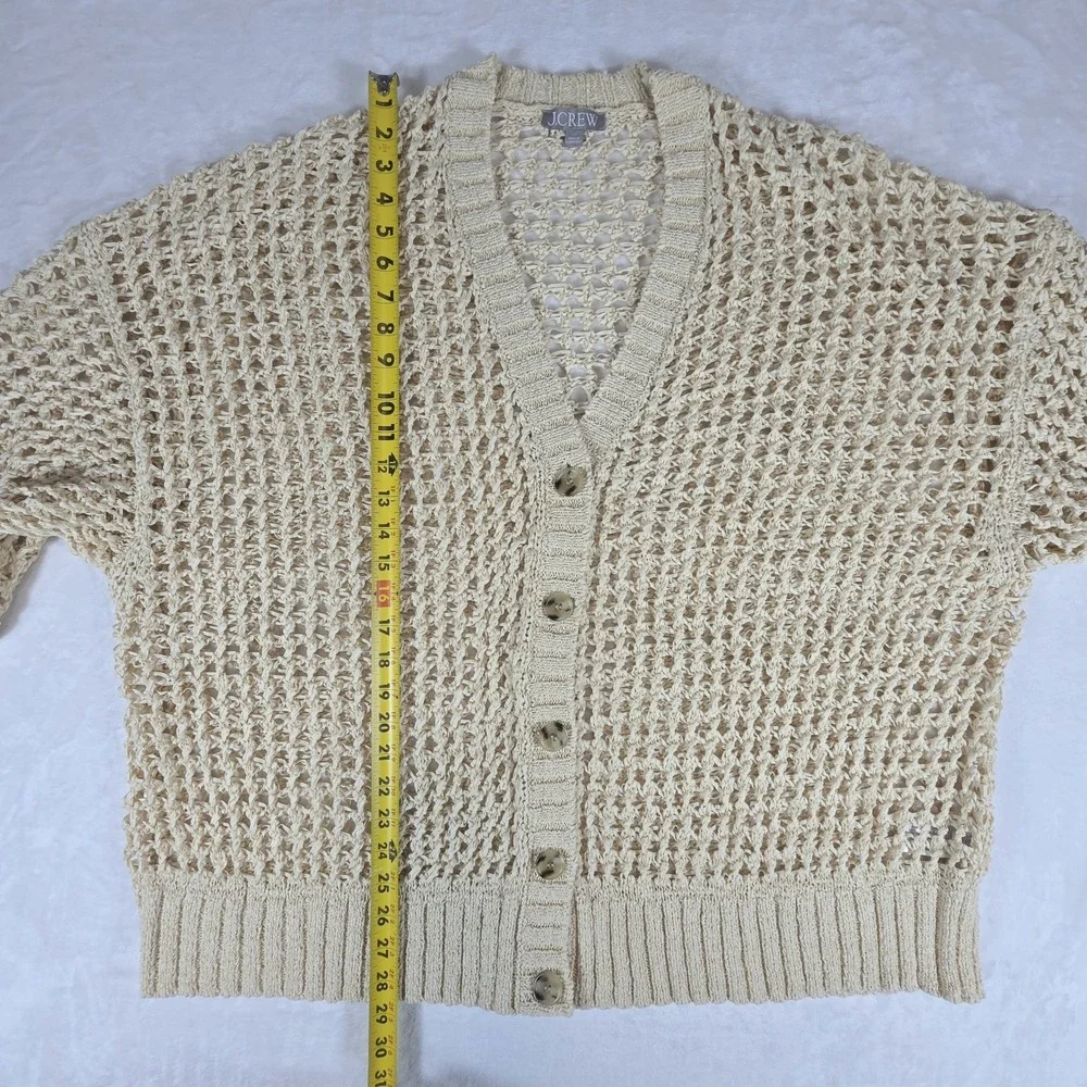 J. CREW Montauk relaxed Cardigan Open Knit Sweater Size 2XL Beige Academia Beach